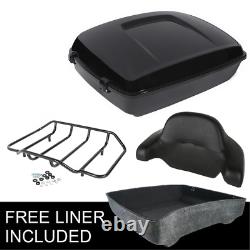 BLACK Chopped Trunk Backrest Luggage Rack Fit For Harley Tour Pak Touring 14-22