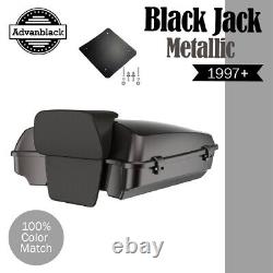 BLACK JACK METALLIC Advanblak Rushmore Razor Tour Pack For 97+ Harley/Softail