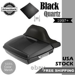 BLACK QUARTZ Rushmore Razor Tour Pack Pak Wrap Around For Harley/Softail 1997+