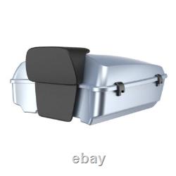 Barracuda Silver Chopped Tour Pak Pack with Black Hinges For 97+ Harley Touring