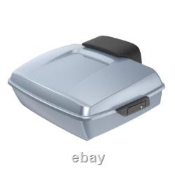 Barracuda Silver Chopped Tour Pak Pack with Black Hinges For 97+ Harley Touring