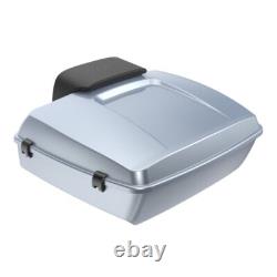 Barracuda Silver Chopped Tour Pak Pack with Black Hinges For 97+ Harley Touring