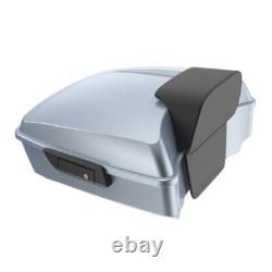 Barracuda Silver Chopped Tour Pak Pack with Black Hinges For 97+ Harley Touring