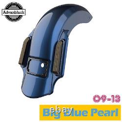 Big Blue Pearl Dominator Stretched Rear Fender For Harley 2009-2013