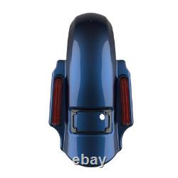 Big Blue Pearl Dominator Stretched Rear Fender For Harley 2009-2013