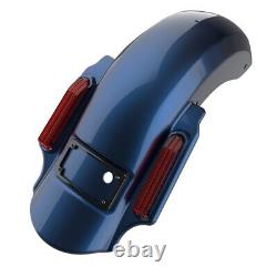 Big Blue Pearl Dominator Stretched Rear Fender For Harley 2009-2013