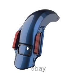 Big Blue Pearl Dominator Stretched Rear Fender For Harley 2009-2013