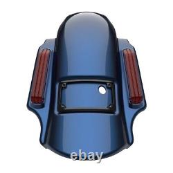 Big Blue Pearl Dominator Stretched Rear Fender For Harley 2009-2013