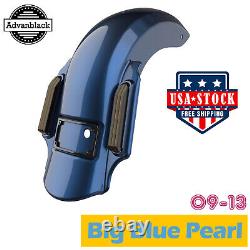 Big Blue Pearl Dominator Stretched Rear Fender For Harley 2009-2013