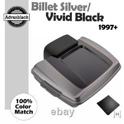 Billet Silver & Vivid Black 2-Tone Chopped Tour Pak Pack Fits Harley Touring