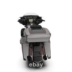 Billet Silver & Vivid Black 2-Tone Chopped Tour Pak Pack Fits Harley Touring
