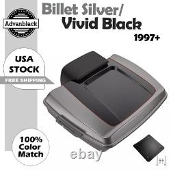 Billet Silver & Vivid Black 2-Tone Chopped Tour Pak Pack Fits Harley Touring