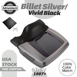 Billet Silver & Vivid Black 2-Tone King Tour Pack Pak For 97+ Harley Touring