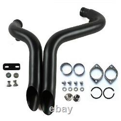Black 2 Exhaust Pipes for Harley 84-20 Touring Sportster Softail With Flange