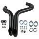 Black 2 Exhaust Pipes For Harley 84-20 Touring Sportster Softail With Flange