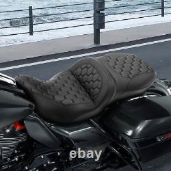 Black 2-Up Driver Passenger Gel Seat Fit For Harley Touring Tri Glide 2009-2023