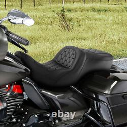 Black 2-Up Driver Passenger Gel Seat Fit For Harley Touring Tri Glide 2009-2023