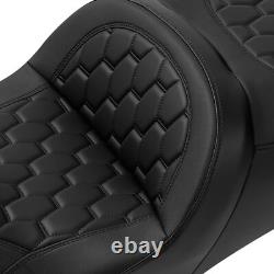 Black 2-Up Driver Passenger Gel Seat Fit For Harley Touring Tri Glide 2009-2023