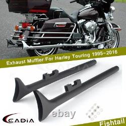 Black 33'' Fishtail Exhaust Drag Pipe Muffler Slip Ons For Harley Touring 95-16
