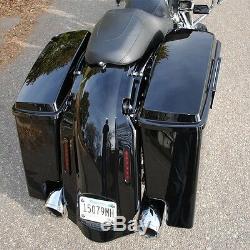 Black 5 Stretched Extended Saddlebag Fit For Harley Davidson Touring 1993-2013