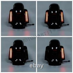 Black 5 Stretched Saddlebags LED Rear Fender Fit For Harley Touring Glide 14-21