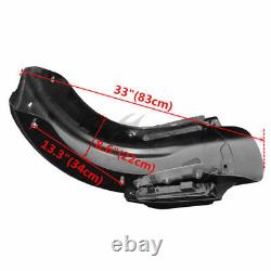 Black 5 Stretched Saddlebags LED Rear Fender Fit For Harley Touring Glide 14-21