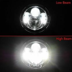 Black 7 inch LED Projector Headlight Hi/Low+Passing Lights For Harley Touring