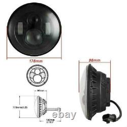 Black 7 inch LED Projector Headlight Hi/Low+Passing Lights For Harley Touring