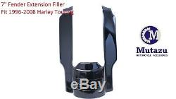 Black 7 rear fender extension filler, stretched add on fit Harley Touring 96-08