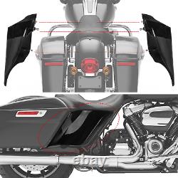 Black ABS plastic Stretched Extended Side Cover Panels For 2014+ Harley Touring