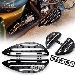 Black Adjustable Driver Passenger Floorboards Foot Pegs Set for Harley Touring