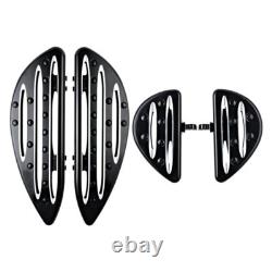 Black Adjustable Driver Passenger Floorboards Foot Pegs Set for Harley Touring