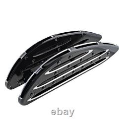 Black Adjustable Driver Passenger Floorboards Foot Pegs Set for Harley Touring