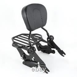 Black Backrest Sissy Bar Luggage Rack Docking Kit Fit For Harley Touring 09-2013