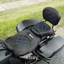 Black+Blue Driver Passenger Seat & Pad Fit For Harley Touring Road Glide 09-23
