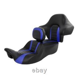 Black Blue Rider Driver & Passenger Seat Backrest Fit For Harley Touring 14-2023