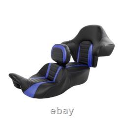 Black Blue Rider Driver & Passenger Seat Backrest Fit For Harley Touring 14-2023