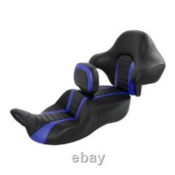 Black Blue Rider Driver & Passenger Seat Backrest Fit For Harley Touring 14-2023
