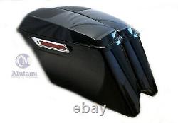 Black CVO Extended Stretched Bag with 6x9 Speaker Lids for 2014 UP Harley Touring