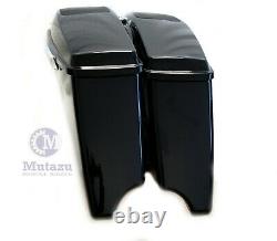 Black CVO Extended Stretched Bag with 6x9 Speaker Lids for 2014 UP Harley Touring