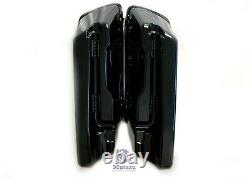 Black CVO Extended Stretched Bag with 6x9 Speaker Lids for 2014 UP Harley Touring