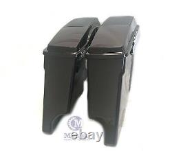 Black Cherry 4 Stretched Extended Saddlebags with 6x9 speaker lids for HD Touring