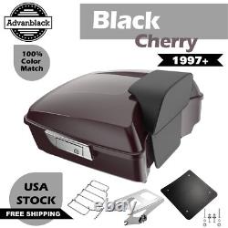 Black Cherry Chopped Tour Pack Pak Luggage Fits 1997+ Harley Davidson Touring