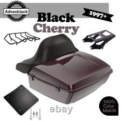 Black Cherry King Tour Pak Pack Trunk Luggage Black Hinges & Latch For Harley