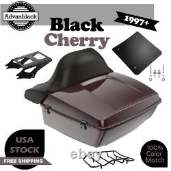 Black Cherry King Tour Pak Pack Trunk Luggage Black Hinges & Latch For Harley