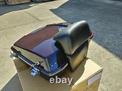 Black Cherry Razor Tour Pak with Chopped Backrest for Harley Touring 97-08