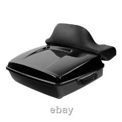 Black Chopped Pack Trunk Backrest Mount Fit For Harley Tour Pak Touring 97-2008