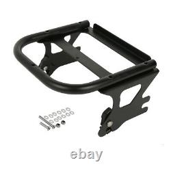 Black Chopped Pack Trunk Backrest Mount Fit For Harley Tour Pak Touring 97-2008