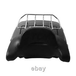 Black Chopped Pack Trunk Backrest Plate Fit For Harley Tour Pak Touring 14-22