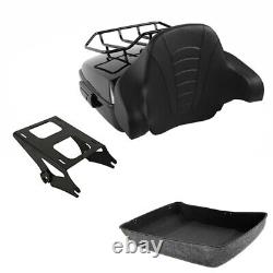 Black Chopped Pack Trunk Pad Mount Rack Fit For Harley Tour Pak Road Glide 14-21